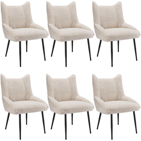6 sillones modernos, tapizados en beige, con patas de metal. Soportan hasta 150 kg. Ideales para salón, dormitorio, estudio u oficina. (1/5)