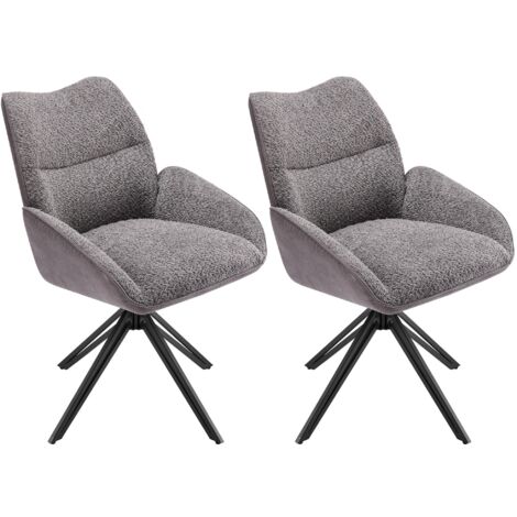 Sillón giratorio de 2 piezas, tapizado en gris, con patas de metal, soporta hasta 150 kg, ideal para salón, dormitorio, estudio u oficina. (1/5)