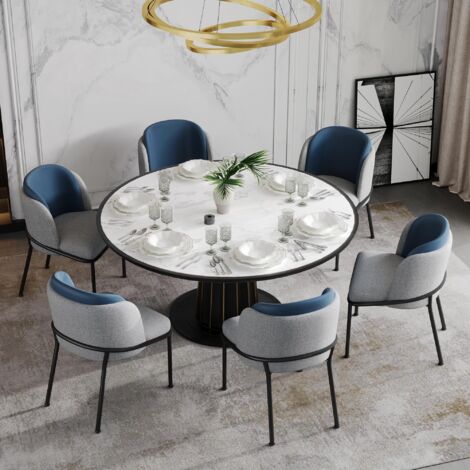 Chaise longue moderna de 6 piezas, sillón tapizado con patas reclinables y patas ajustables, ideal para salón, dormitorio, estudio u oficina. (Gris + Azul Marino) (1/5)