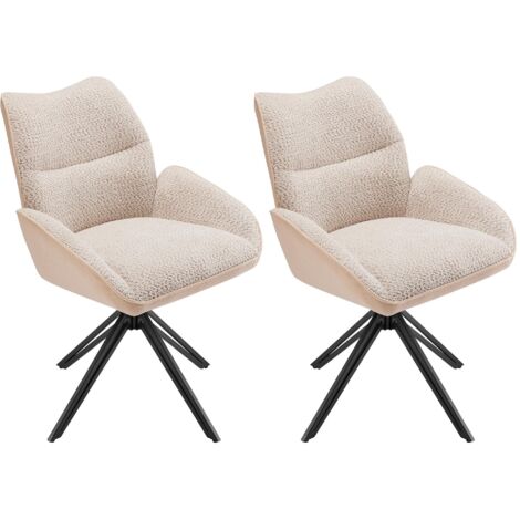 Sillón giratorio de 2 piezas, tapizado en beige, con patas de metal, soporta hasta 150 kg, ideal para salón, dormitorio, estudio u oficina. (1/5)