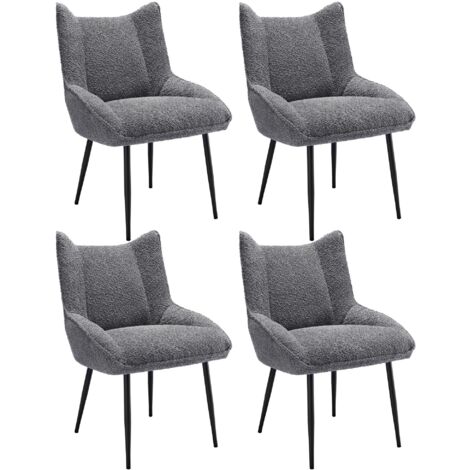 Sillones modernos de 4 piezas, tapizados en gris, con patas de metal, soportan hasta 150 kg, ideales para sala de estar, dormitorio, estudio u oficina. (1/5)