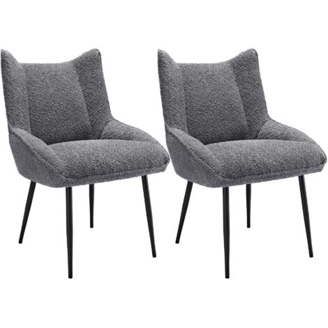 Sillones modernos de 2 piezas, tapizados en gris, con patas de metal, soportan hasta 150 kg, ideales para sala de estar, dormitorio, estudio u oficina. (1/5)