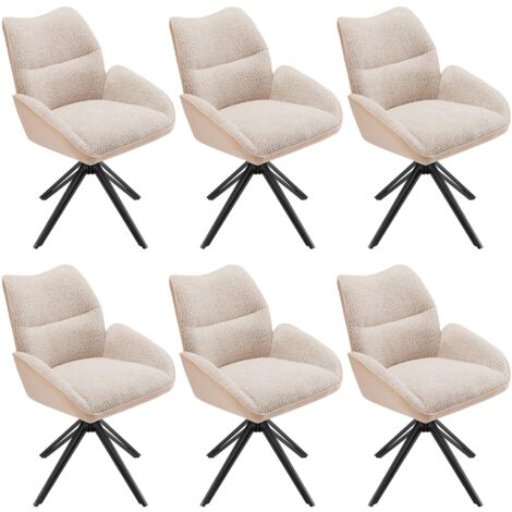 Sillón giratorio de 6 piezas, tapizado en beige, con patas de metal, soporta hasta 150 kg. de 150 kg, perfecto para salón, dormitorio, estudio u oficina. (1/5)