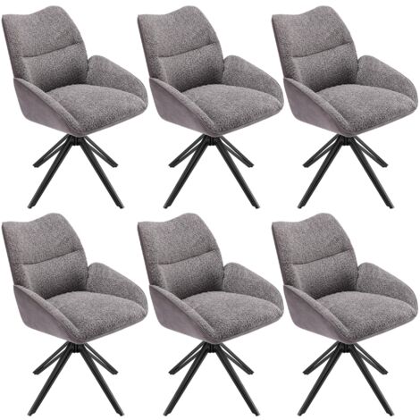 Sillón giratorio de 6 piezas, tapizado en gris, con patas de metal, soporta hasta 150 kg, ideal para salón, dormitorio, estudio u oficina. (1/5)