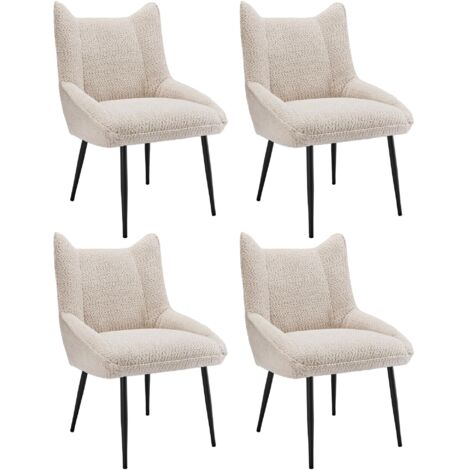 4 sillones modernos, tapizados en beige, con patas de metal. Soportan hasta 150 kg. Ideales para salón, dormitorio, estudio u oficina. (1/5)