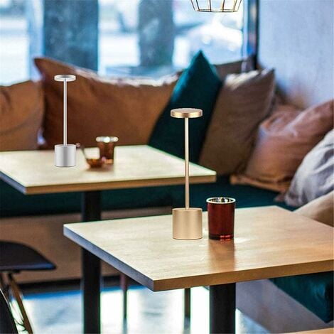 Lámpara de mesa sin cables recargable USB, controles táctiles, luz cálida  3000K, para mesita de noche, camping, interior, exterior, terraza,  restaurante