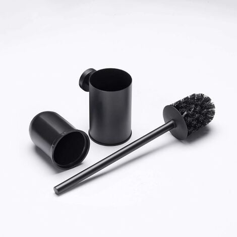 Escobillero Negro Auralum Escobilla de inodoro Negra Cepillo de Baño/ WC  montado en la pared de
