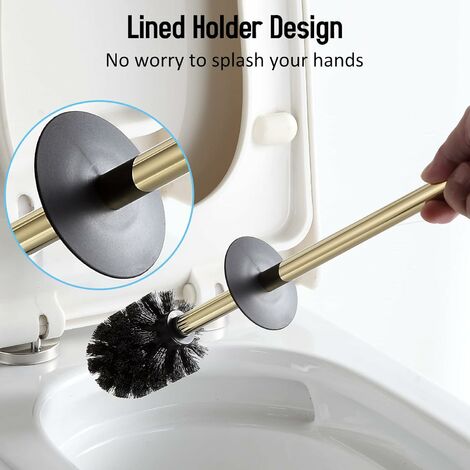 Accesorios de baño Juego de escobilla de inodoro de cerámica - Escobilla de  inodoro y soporte (negro y dorado)