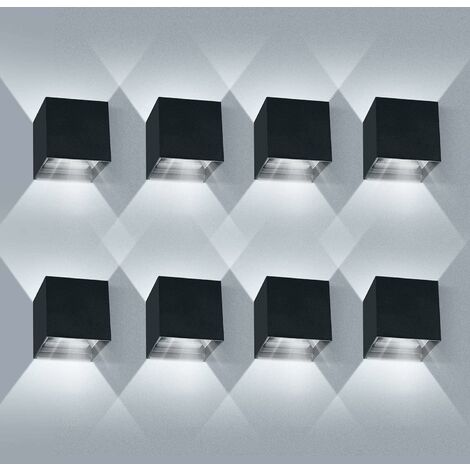 Paquete de 8 luces de pared LED 12W a prueba de agua IP65 Luz de pared exterior ajustable Up Down Design 6000K White (1/5)