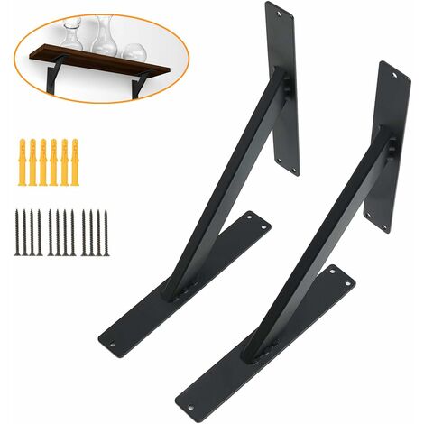 Soporte Etagere, Soporte de estante de pared de ángulo de estantería de aluminio, Soporte de consola Etagere para montaje en pared Negro moderno 20cm (1/5)