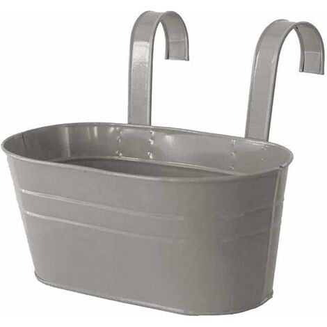 Macetas colgantes de metal, gancho extraíble, macetero para balcón o jardín 27 x 21 x 14,5 cm gris (1/5)