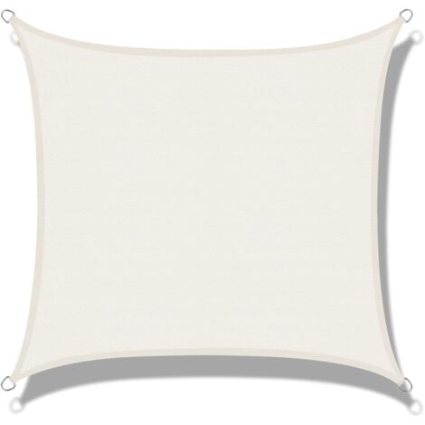 ZOLGINAH Vela de Sombra (HDPE) Rectangular 2 x 4m Crema Protección UV para Patio Camping Jardín al Aire Libre (1/5)