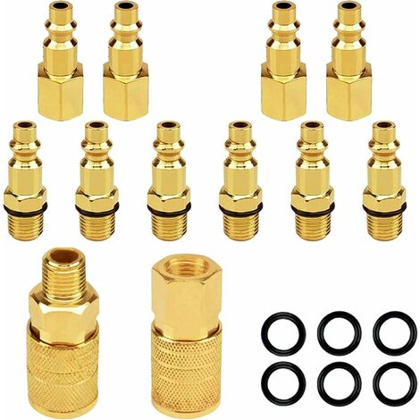 Kit de enchufe de conector de acoplador de aireZOLGINAH 1/4 "NPT-12 piezas accesorios de compresor de aire conector rápido neumático americano (1/5)