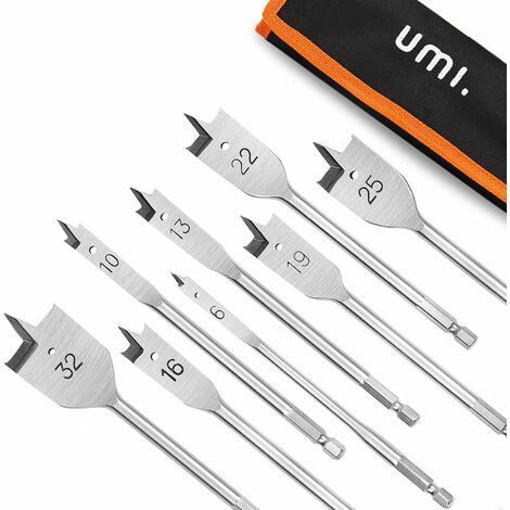 ZOLGINAH Broca de pala de 8 piezas, Brocas de pala Ø6, 10, 13, 16, 19, 22, 25 y 32 mm para carpintería (1/5)