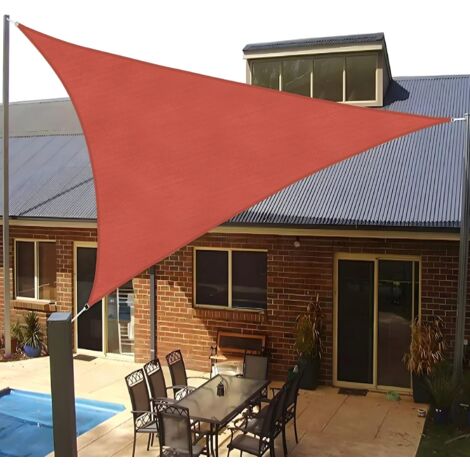 ZOLGINAH Vela de Sombra UV - 3,5x3,5x3,5m HDPE Triangle Sun Protection - Vela de Sombra Jardín Balcón[Rojo] (1/5)