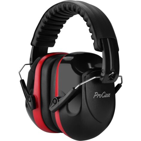 ZOLGINAH Auriculares con cancelación de ruido plegables, ajustables y cómodos para adultos, con atenuación NRR de 28 dB, diadema suave para entornos ruidosos o estresantes, rojo (1/5)