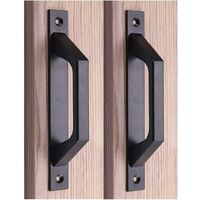 ZOLGINAH Tirador de puerta de granero con mango de madera de 19,6 cm, tirador de puerta corredera de acero al carbono (D negro)