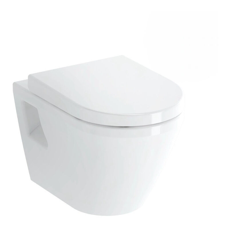 Hudson Reed Milton Sanitario WC Sospeso Moderno con Sedile - Ceramica  Bianca Glassata - Design da Parete Quadrato 