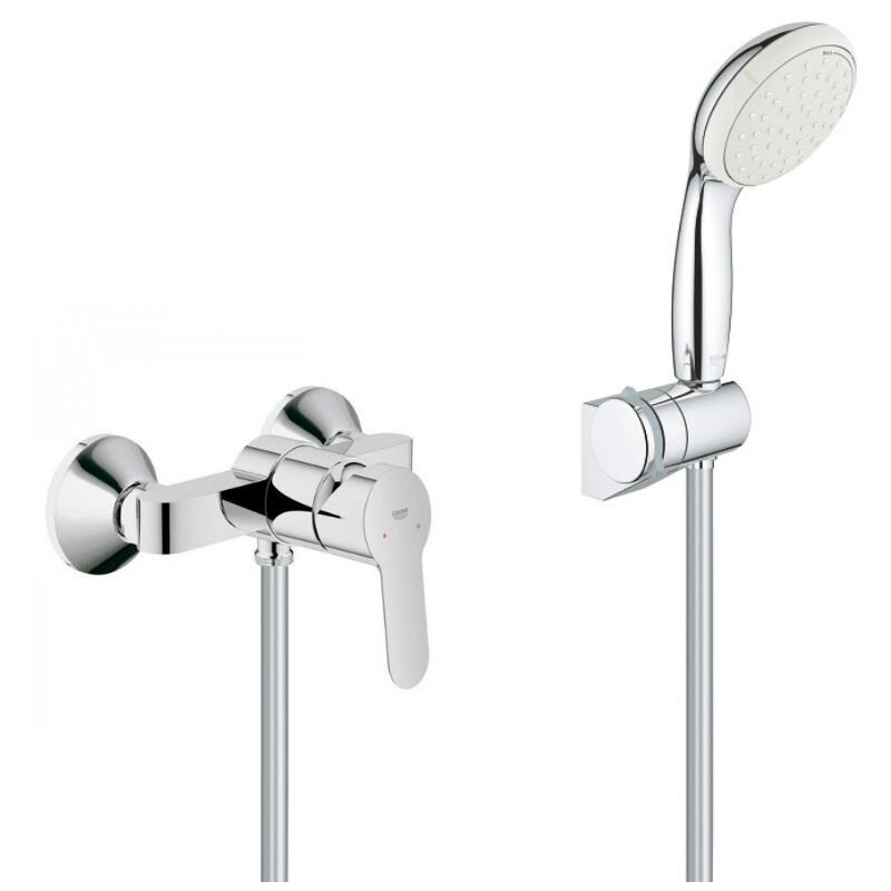 Grohe Set doccia Miscelatore Bauedge + doccetta Tempesta 100 2 getti con  supporto a parete, Cromo (MixigeurD1-Tempesta3)