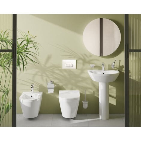 Vitra Set Integra WC sospeso senza flangia + sedile di Duroplast chiusura  rallentata+ bidet sospeso e troppopieno, 35,5x54 cm, bianco