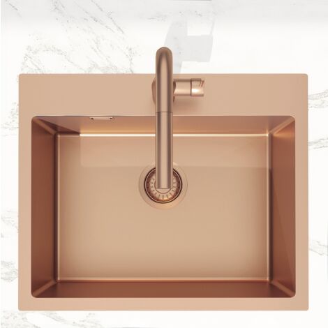 Swiss Aqua Technologies Aurum Lavello sottotop in acciaio inox 304, 1 vasca, 55x45x21 cm, PVD rame spazzolato
