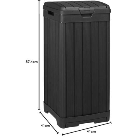 Keter Baltimore poubelle en plastique 125L, 87,4 x 41 x 41 cm, Noir (236997)