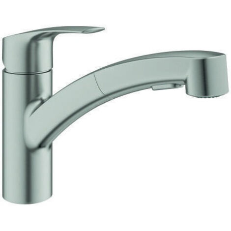 Grohe EUROSMART Miscelatore per lavello con doccetta estraibile, Supersteel (30305DC1)