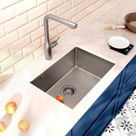 Ceramia Lavello da cucina sottotop Timeless, acciaio inox 304, 1 vasca, 55x45x21 cm, gun metal spazzolato PVD (TMLKSU-5545BGM)