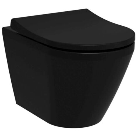 Vitra Vitra Integra WC senza flangia + sedile in Duroplast con barriera anticaduta, nero opaco (7041-083-6285)