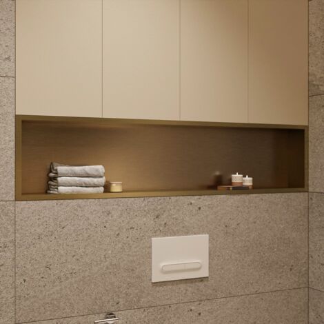 Ceramia Nicchia Doccia da incasso, Acciaio Inox 304, 120x28x10 cm, Oro spazzolato PVD (TMLN-12026BG)