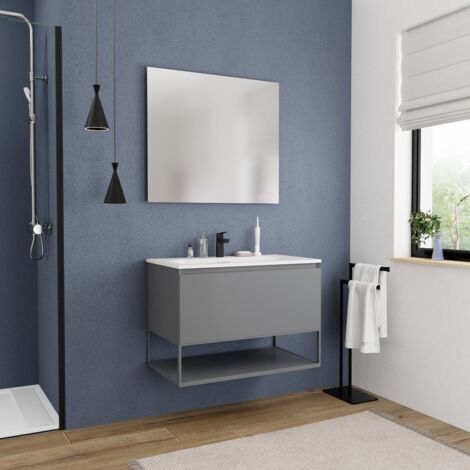 Ceramia 80 cm Nuovi mobili da bagno, certificati FSC, grigio scuro (CERAMIA-1DG80) (1/3)
