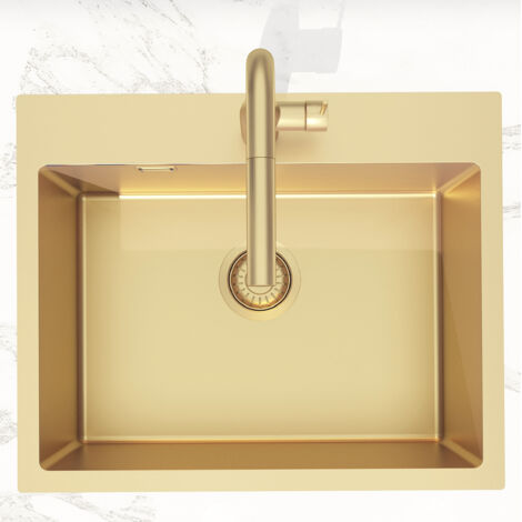 Swiss Aqua Technologies Aurum lavello a incasso in acciaio inox 304, 55x45x21 cm, PVD oro spazzolato