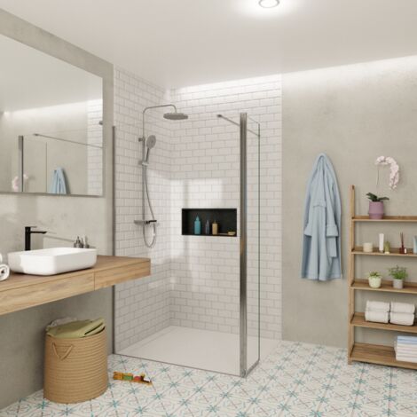 Swiss Aqua Technologies Parete girevole e ritorno in Crystal Glass® 8 mm anticalcare, con bracci e profili cromati lucidi. (1/3)