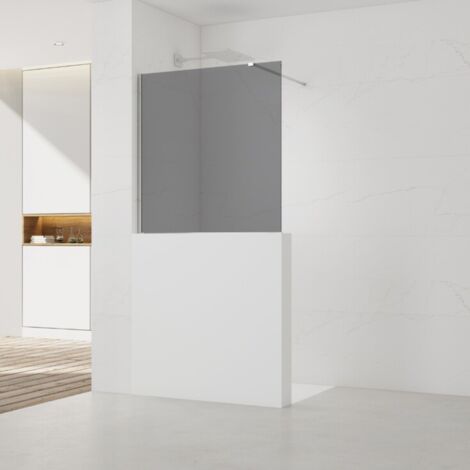 Swiss Aqua Technologies Cabina doccia walk-in 100x100cm fissa, vetro fumé Easy Clean, per divisorio ribassato (SATWIS100KS) (1/5)