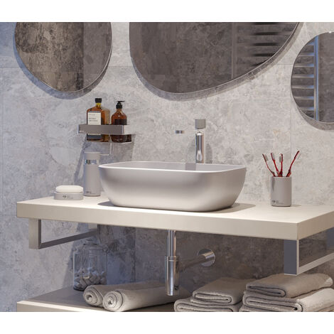 Swiss Aqua Technologies Infinitio Lavabo da appoggio 45,5 x 32,5 x 13,5 cm, senza sfioratore, grigio opaco (SATINF4532LGRM)
