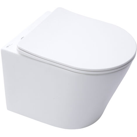 Swiss Aqua Technologies Infinitio WC sospeso senza flangia, fissaggi invisibili, sedile anticaduta, bianco opaco SATINF010RREXPW
