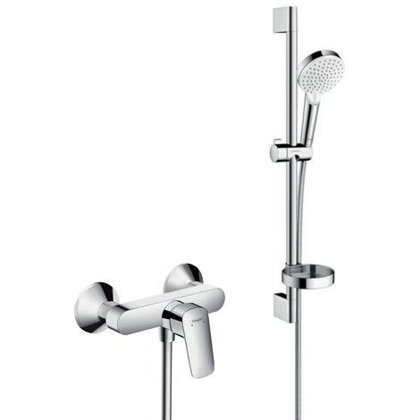 Hansgrohe Logis Pack Miscelatore monocomando + Set doccia Crometta Vario con  portasapone (71600000-Crometta2)