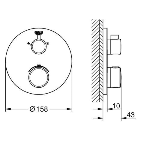 Grohe Grohtherm Set doccia incasso con miscelatore termostatico, soffione  doccia 3 getti 260mm + doccetta 2 getti, Cromo