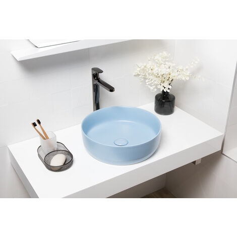 Swiss Aqua Technologies Infinitio lavabo da appoggio 39 x 39 x 12 cm senza troppopieno, blu opaco (SATINF3939LBLM)