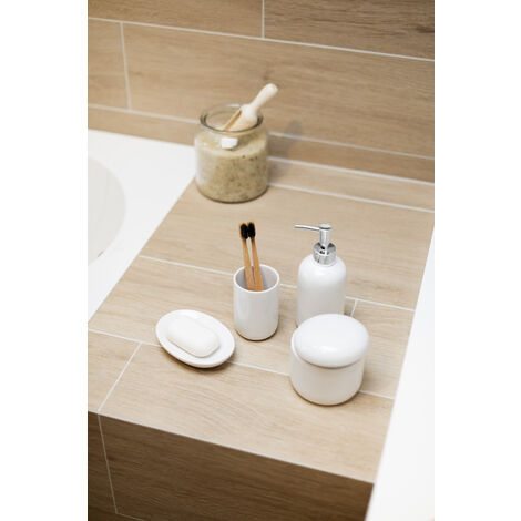 Portasapone Nuria Ceramica - Oro/Bianco, 12x3x8cm, Accessorio Bagno Elegante - Foto 4