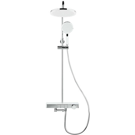 Swiss Aqua Technologies Colonna vasca/doccia con doccetta 3 getti, Miscelatore termostatico, Barra regolabile in altezza Bianco/Cromo