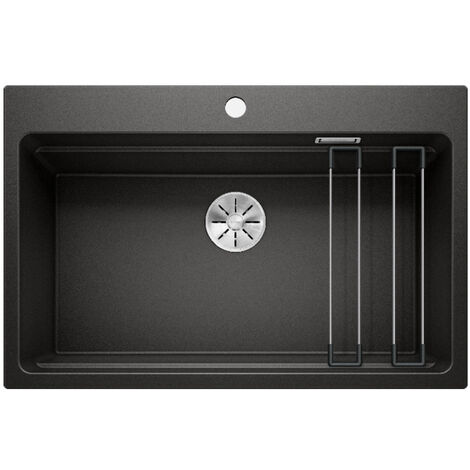 ETAGON 8 PuraDur Silgranit lavello 78x51cm con vasca a più livelli + 2 binari inox inclusi, Nero (525893)