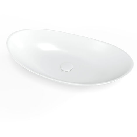Lavabo Da Appoggio Rotondo In Ceramica Bianca 43x17 Cm - Per Bagno Moderno - Foto 9