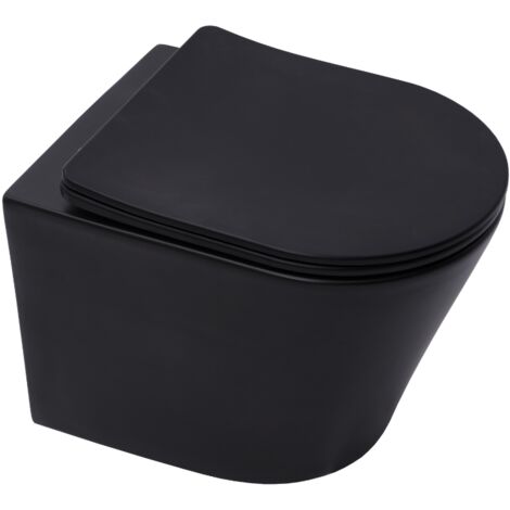 Swiss Aqua Technologies Infinitio nero opaco per WC sospesi senza flangia e fissaggi invisibili + sportello anticaduta (BlackInf
