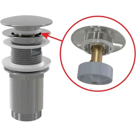 Alca Piletta Push-Open, attacco 5/4', per lavabo con troppopieno, ottone cromato (A392C)