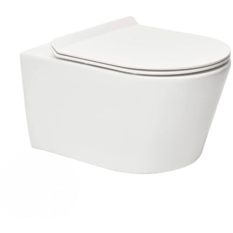 Swiss Aqua Technologies Brevis vaso sospeso senza brida, fissaggio invisibile + sedile ultrasottile, chiusura ammortizzata (BrevisRimless)