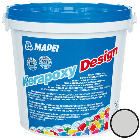 Mapei Kerapoxy Design malta epossidica decorativa, resistente agli acidi, stucco per piastrelle a mosaico, piscina e altro, grigio arg