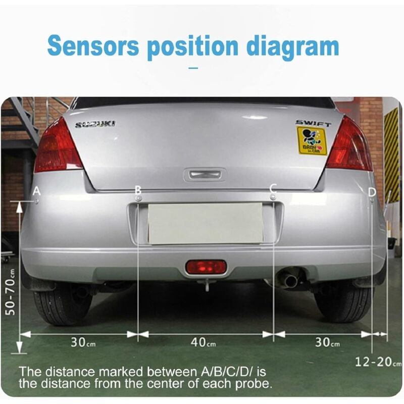 MINKUROW Kit sensore di retromarcia 4 sensori neri Sistema di parcheggio  automatico Display LED di parcheggio digitale