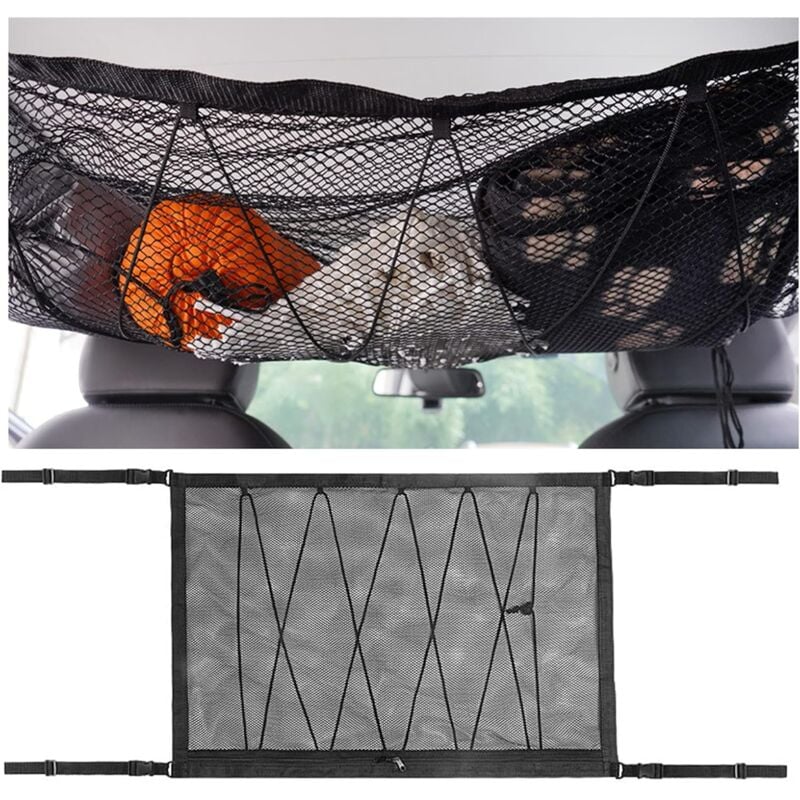 MINKUROW Rete portaoggetti universale per portapacchi per auto con cerniera  per soffitto Portapacchi per rete portabagagli per viaggi 90 65 cm
