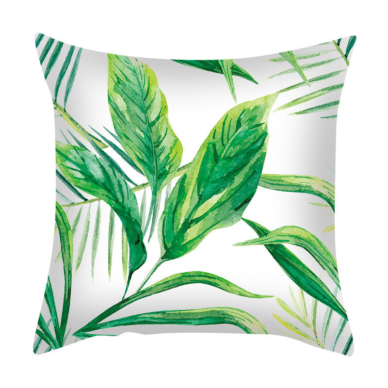Federa cuscino copricuscino set 2 pz divano con foglie tropicali 50x50 cm